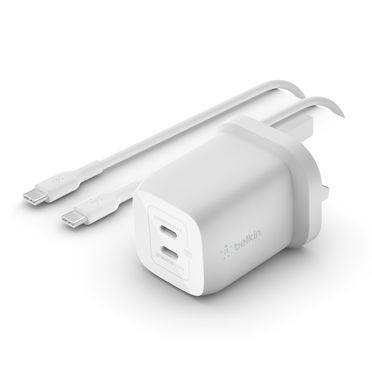 USB-C&reg;-GaN-Ladegerät mit zwei Anschlüssen, PPS (65 W) und USB-C/USB-C-Kabel