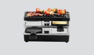 Tefal Raclette RE2308 Plug & Share, 2 Raclettepfännchen, 400 W, 2 Pfännchen  + Grillplatte, erweiterbar auf 5 Geräte, abnehmbare Kabel
