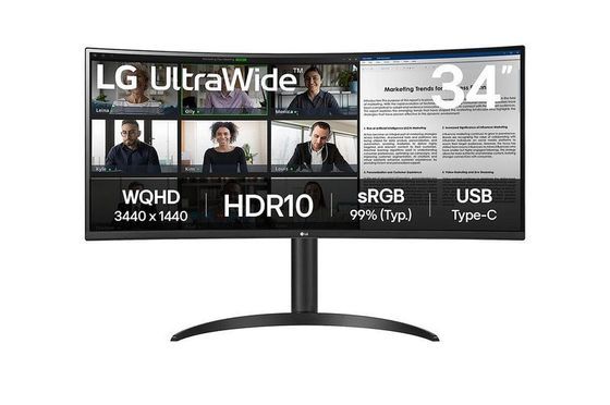 34" Zoll Curved UltraWide QHD-Bildschirm mit USB-Typ C™