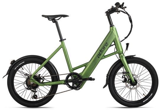 ADORE E-Citybike 20" Alu Kompaktfahrrad C-200 Compact Heckmotor 45NM /10,4Ah Metallic-Grün matt