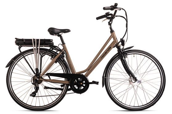 E-Citybike Damen 28" Hollandia Optima Basic RH 50 cm Grau 250 Watt Li-Ion 36V/10,4 Ah 7 Gänge