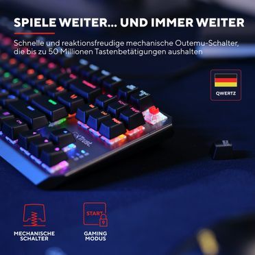 Trust Gaming GXT 834 Callaz Mechanische TKL-Tastatur - Schwarz DE