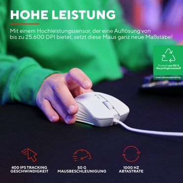 Trust Gaming GXT924W Ybar+ Hochleistungsfähige Gaming-Maus - Weiß