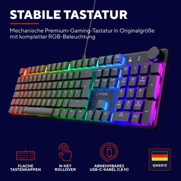 Trust Gaming GXT 866 Torix Mechanische Premium-Gaming-Tastatur - Schwarz DE