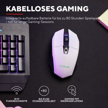 Trust Gaming GXT 110 Felox Kabellose Gaming-Maus mit Beleuchtung - Weiß