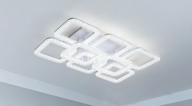 LED Deckenlampe mit der Fernbedienung Lichtfarbe und Helligkeit stufenlos steuerbar.