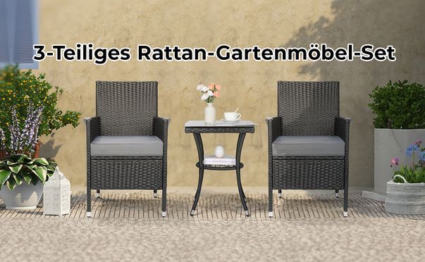 Rattan Gartenmöbel Set 3tlg