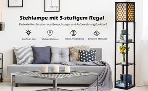 2 in 1 Stehlampe und Regale