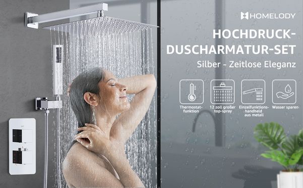 HOMELODY Regendusche Duschsystem mit Thermostat