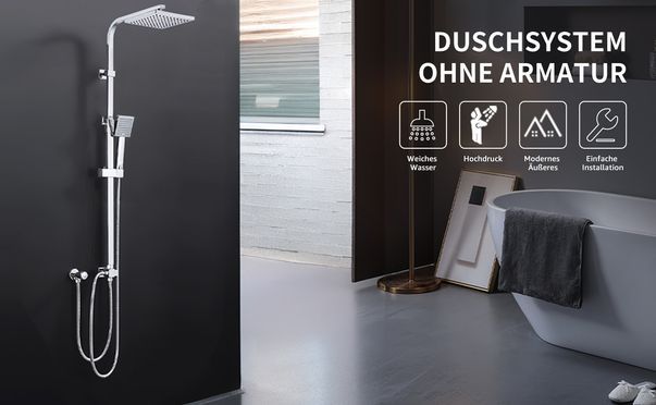 Duschsystem ohne Armatur – Weiches Wasser & Hochdruck, Modernes Design