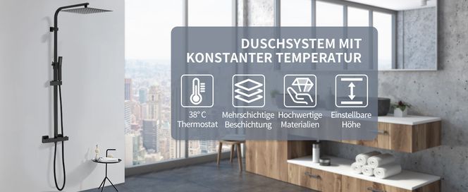 Duschsystem mit Konstanter 38°C Temperatur