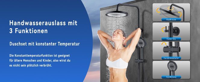 Handwasserspender mit 3 Funktionen – Thermostat Duschset