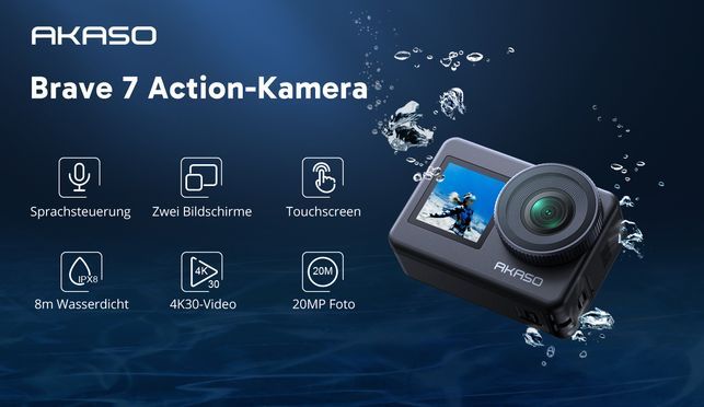 AKASO Brave 7 Action Kamera: 4K30FPS Video/20MP Foto/40M Wasserdicht/2