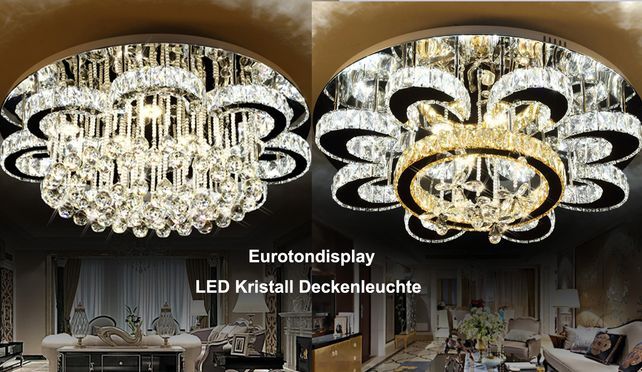 Eurotondisplay Kristall LED Deckenleuchte mit Fernbedienung 