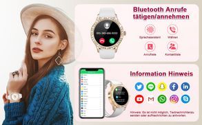 Bluetooth Anrufe und Nachrichtenvorschau Smartwatch