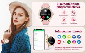 Bluetooth Anrufe und Nachrichtenvorschau Smartwatch