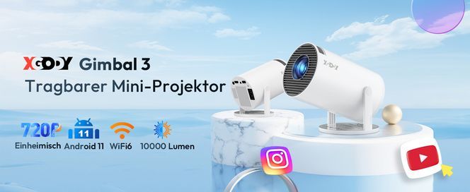 XGODY Gimbal3 Tragbarer Miniprojektor Smart Android 11 HD Projektor