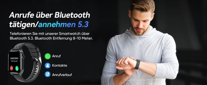 Smartwatch Smartwatch Herren Damen 1,85 Zoll mit Telefonfunktion 110+Sportmodi Fitnessuhr