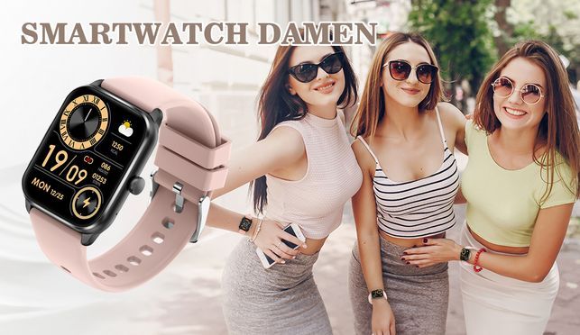 Smartwatch für Damen Herren, mit Bluetooth Anrufe, Sportuhr,Fitness Tracking Uhr