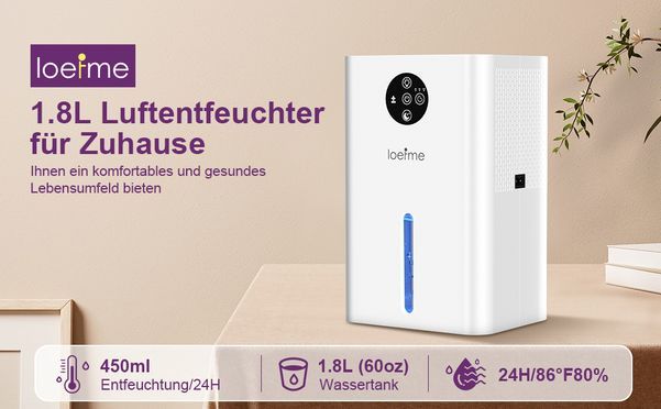 LOEFME 1.8L Tragbarer Luftentfeuchter – Ihre Lösung gegen Feuchtigkeit