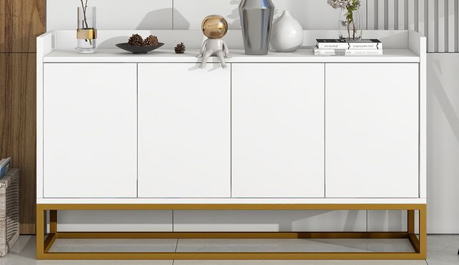 Modernes Sideboard im minimalistischen Stil 4 türiger griffloser Buffetschrank für Esszimmer, Wohnzi