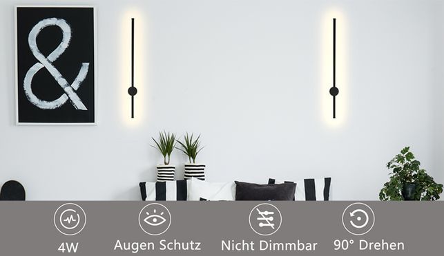 Nettlife 60 cm lange, schlanke LED Wandleuchte