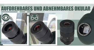 Aufdrehbares und abnehmbares Okular