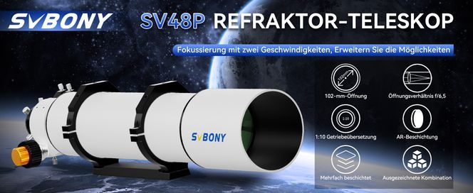 Svbony SV48P 102F6.5 Refraktor Teleskop