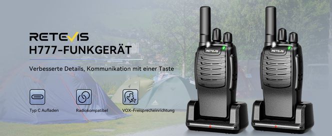 Retevis H777 Funkgeräte, Walkie Talkie mit One Click Alarm, (4er Pack)