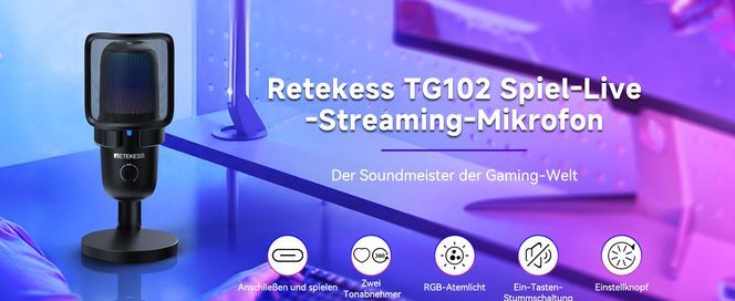 Retekess TG201 Gaming Mikrofon, Streaming Mikrofon, für Mac