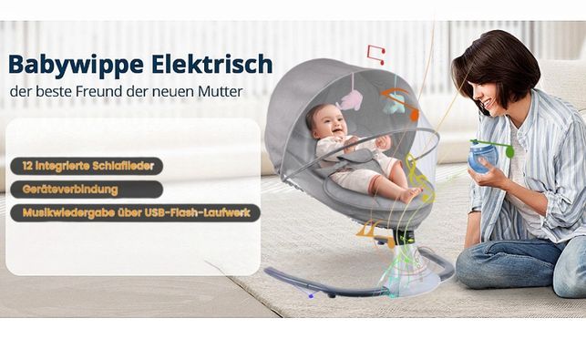 elektrisch Babyschaukel bluetooth / Musik/ mit 3 Punkt Sicherheitsgurt