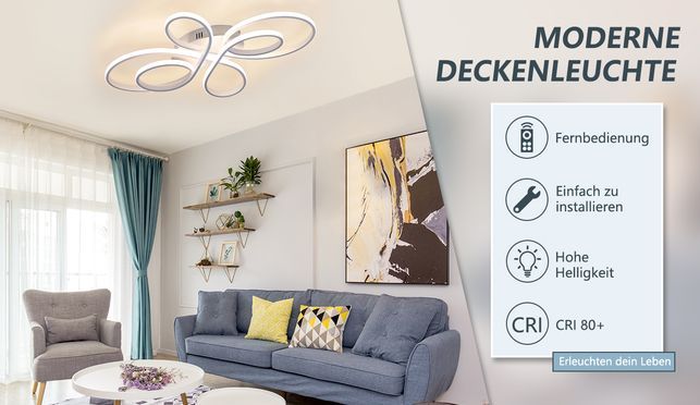 ZMH Modern Deckenleuchte mit Fernbedienung für Schlafzimmer 