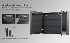 Doppelseitiger Spiegel + Rasiersteckdose + Glasböden