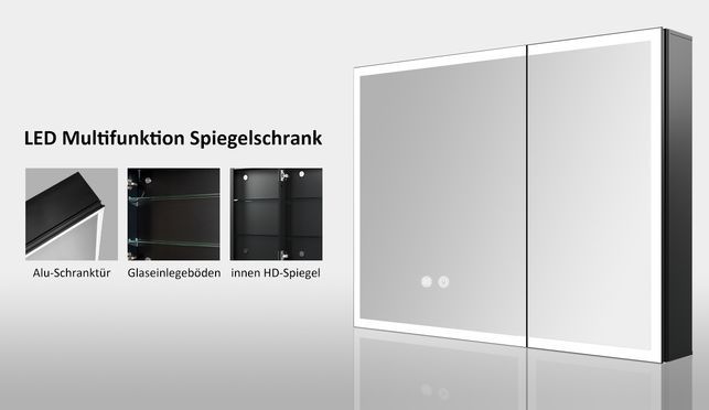 WDWRITTI LED Multifunktion Spiegelschrank mit Speicherfunktion IP44