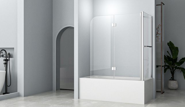 HOPIBATH Badewannenaufsatz Klarglas 2teilig mit Seitenwand 6mm NANO Glas