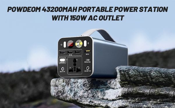 150Wh Portable Power Station, 42000mAh Laptop Power Bank with 150W AC Outlet, Two Way 65W PD/USB C P