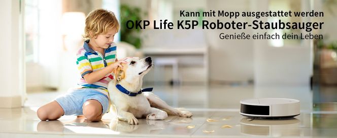 Kann mit Mopp ausgestattet werden OKP Life K5P Roboter StaubsaugerGenieBe einfach dein Leben