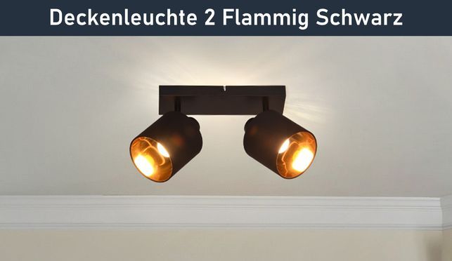 ZMH Deckenleuchte 2 Flammig Schwarz Modern für Schlafzimmer