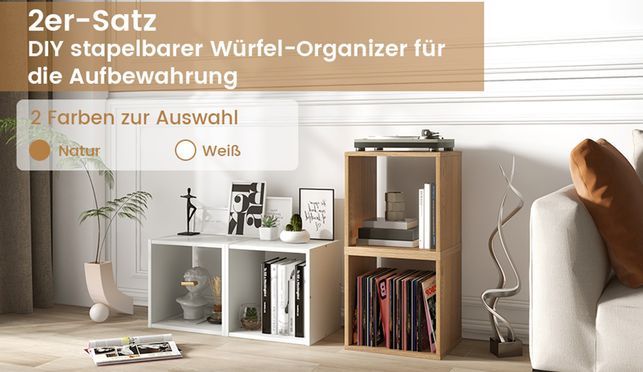 2er Set Würfelregalen von COSTWAY