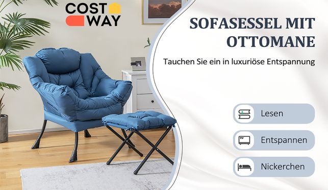 COSTWAY Sessel mit Hocker