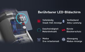 Akku Handstaubsauger mit berührbarem LED Bildschirm