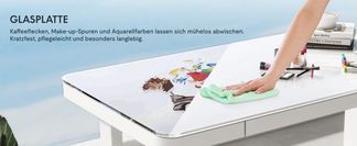 Höhenverstellbarer Tisch mit Glasplatte