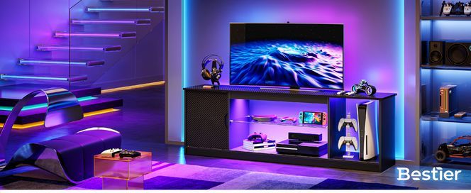 Bestier TV Schrank Lowboard für 65 Zoll & kleinere TVs