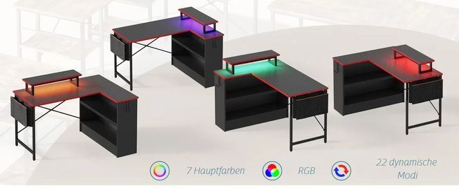 Bestier neue Serie Reversibler Schreibtisch mit LED, Monitorständer