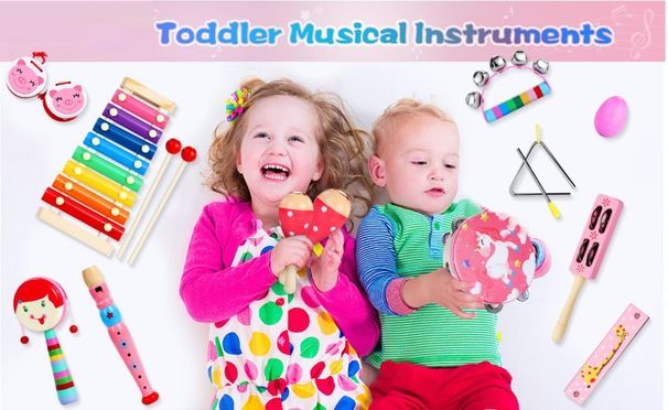 POPOLIC 25 Stück Musikinstrumente Kinder Set. Neu Aufgerüstete Rosa Aussehen!