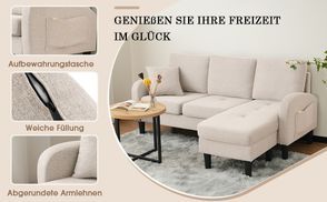 Komfortables Ecksofa mit praktischen Details