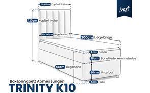 Abmessungen des einzelnen bonnell federkerbetts Trinity k 10