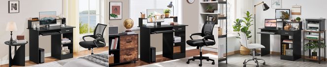 Yaheetech Computertisch mit Schubladen & Verstellbarem Ablagefach & Tastaturablage