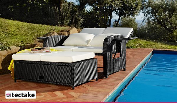 Rattan Sofa mit Aluminiumgestell Kreta, inkl. Schutzhülle