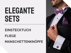 Elegante Sets: Einstecktuch, Fliege, Manschettenknöpfe